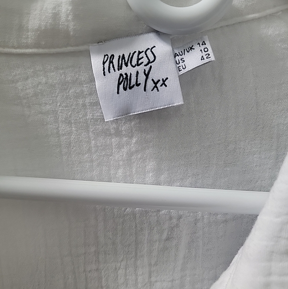 PRINCESS POLLY Alani Romper WHITE Gauze Pockets Cotton Boho Button Size 10 - Picture 3 of 5